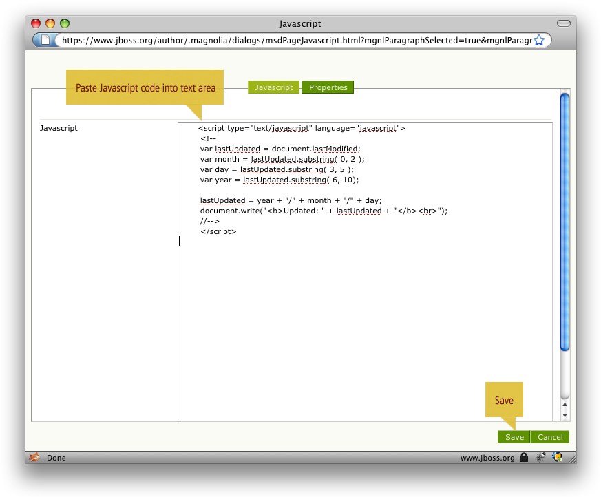 Paste Javascript code