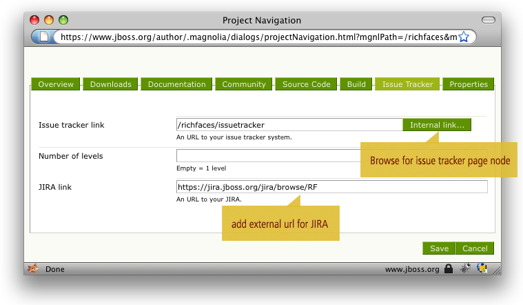 Issue tracker tab